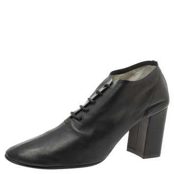 Pre Owned Celine Black Leather Lace Up Ankle Booties Size 39
