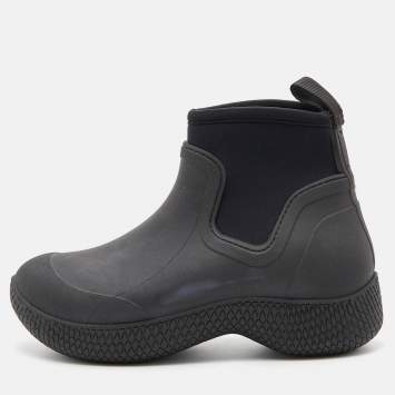 Pre Owned Celine Black Rubber and Neoprene Outdoor Ankle Boots Size 37