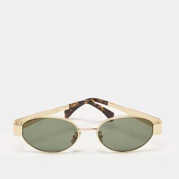 Pre Owned Celine Green/Gold CL40235U Oval Sunglasses