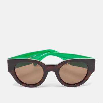 Pre Owned Celine Brown/Green SMU 04Z Square Sunglasses