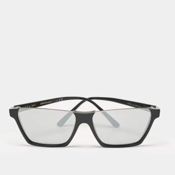 Pre Owned Celine Black/Silver Mirror CL400281 Square Sunglasses
