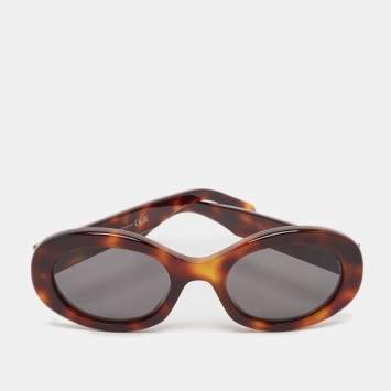 Pre Owned Celine Tortoise Dark Brown CL40194U Triomphe Oval Sunglasses