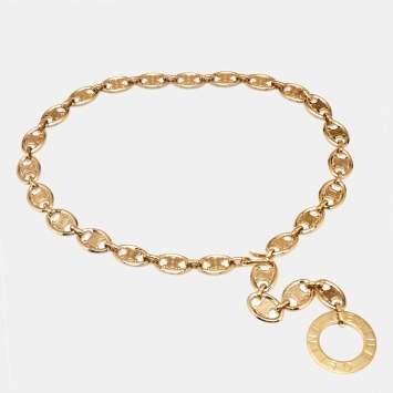 Pre Owned Celine Logo Link Gold Tone Belt