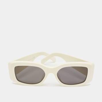 Pre Owned Celine Off White/Black CL40282U Triomphe Frame Rectangle Sunglasses