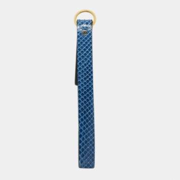 Pre Owned Celine Blue/Black Snakeskin Key Chain