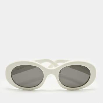Pre Owned Celine White/Black CL40194U Triomphe Oval Sunglasses