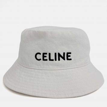 Pre Owned Celine White Cotton Bucket Hat