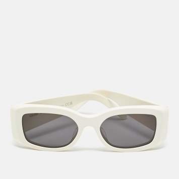 Pre Owned Celine Off White/Black CL40282U Triomphe Rectangle Sunglasses