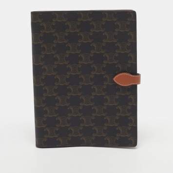 مملوكة مسبقًا Celine Black Triomphe Coated Canvas Notebook Cover