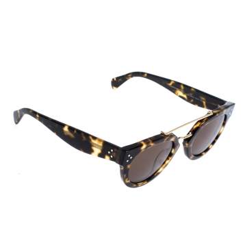Pre Owned Céline Dark Havana / Brown CL 41043/S New Preppy Round Sunglasses