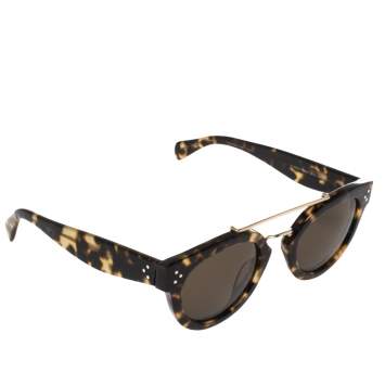 Pre Owned Céline Brown Havana/Yellow CL41043/S Round Sunglasses