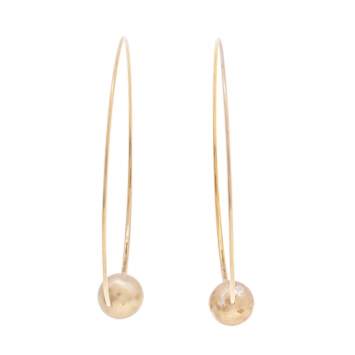 Pre Owned Céline Gold Tone Faux Pearl Hoop Earrings