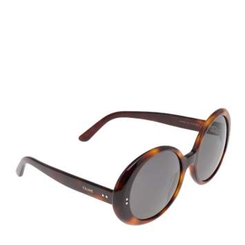 Pre Owned Celine Brown Havana/ Grey CL40065I Round Sunglasses