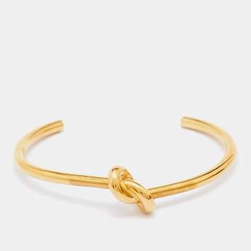 Pre Owned Celine Gold Plated Brass Extra Thin Open Knot Bracelet M