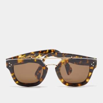 Pre Owned Celine Brown Tortoise Bridge Square Sunglasses