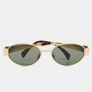 Pre Owned Celine Green CL40235U Triomphe Oval Sunglasses