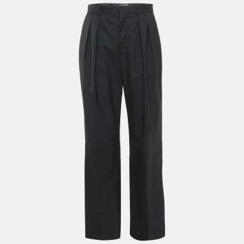 Pre Owned Celine Black Wool High Waist Tapered Trousers M