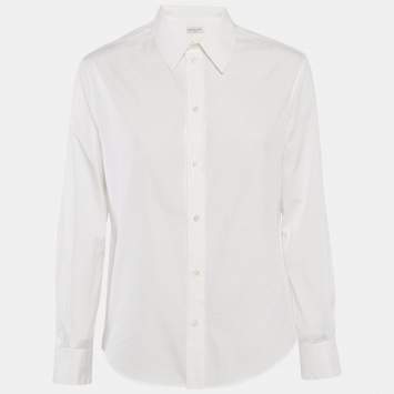 Pre Owned Celine White Cotton Button Front Shirt M