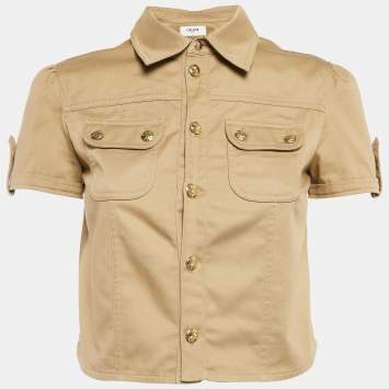 Pre Owned Celine Brown Cotton Crop Shirt S
