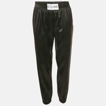 Pre Owned Celine Black Satin Silk Blend Boxing Trousers M