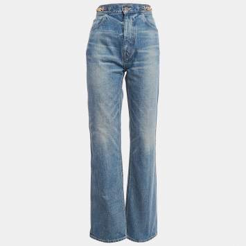 Pre Owned Celine Blue Washed Denim Dylan Flared Jeans M Waist 28"
