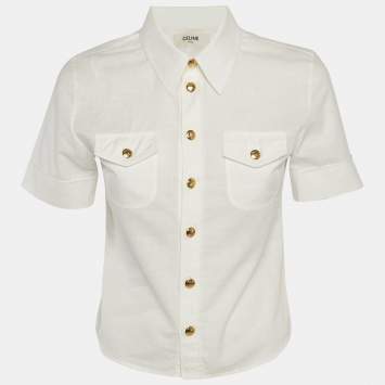 Pre Owned Celine White Cotton Button Front Shirt S