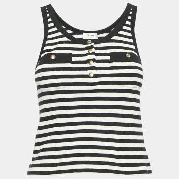 Pre Owned Celine Black Rib Knit Marinière Tank Top XS