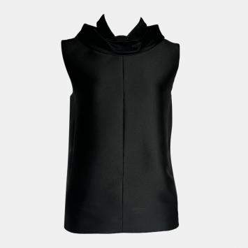 Pre Owned Celine Black Sleeveless Top with Ruffled Collar
