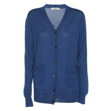 Celine Blue Cashmere Knit Button Front Sweater XS
