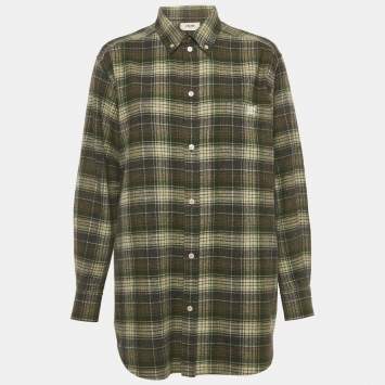 Pre Owned Celine Green Trapper Wool Oversized Shirt M