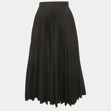 مملوكة مسبقًا Celine Black Wool Plisse Midi Dress M