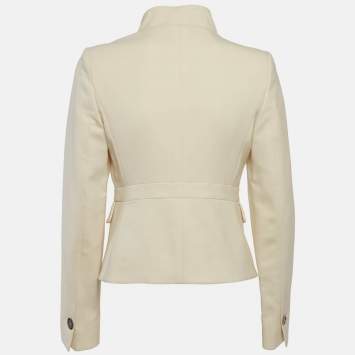 Pre Owned جاكيت سيلين كريمي صوف بتفاصيل حزام مقاس متوسط (ميديوم)