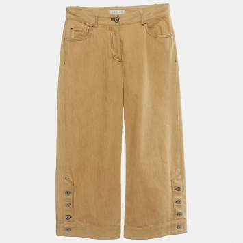 Pre Owned Celine Beige Denim Wide Leg Jeans S /Waist 27.5"