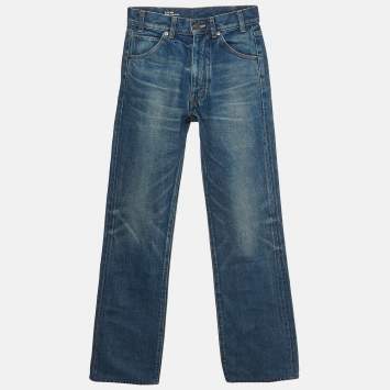 Pre Owned Celine Blue Denim High Rise Flared Jeans S/Waist 26"