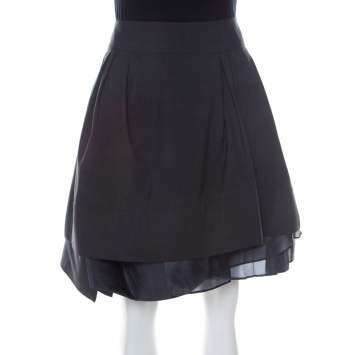 Pre Owned Celine Grey Wool Pleated Short Skirt L
