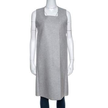 Pre Owned Celine Grey Felt Wool Sleeveless Structured Jacket M