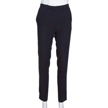 Pre Owned Celine Navy Blue Crepe Tailored Trousers S