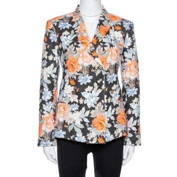 مملوكة مسبقًا Celine Multicolor Floral Print Cotton Canvas Fitted Blazer M