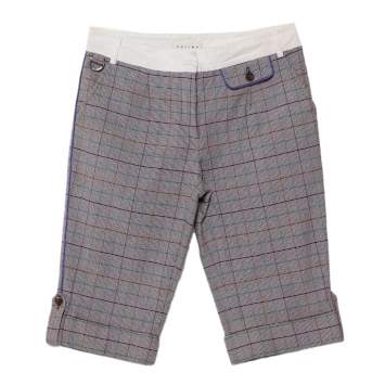 Pre Owned Celine Vintage Grey Micro Check Pattern Cotton Shorts S