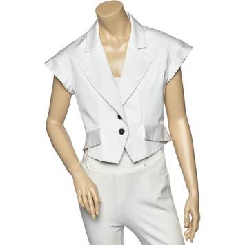 Pre Owned Celine Off-White Cotton Button Front Vest M