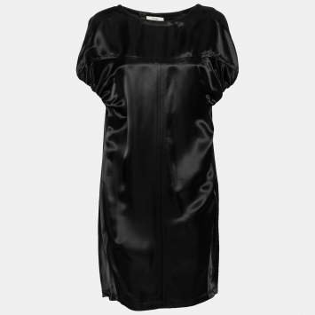 Pre Owned Celine Black Satin Oversized Dress S