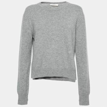 Pre Owned Celine Grey Cashmere Round Neck Long Sleeve Sweater M