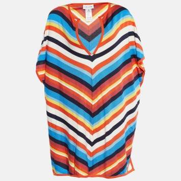 Pre Owned Celine Multicolor Striped Rib Knit Tunic M