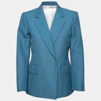 مملوكة مسبقًا Celine Blue Wool Long Sleeve Jacket M