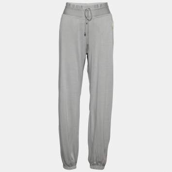 Pre Owned Celine Grey Jersey Logo Detail Sweatpants XL