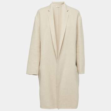 Pre Owned Celine Beige Cashmere Open Front Long Coat M