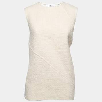 Pre Owned Celine Cream Wool Sleeveless Top M