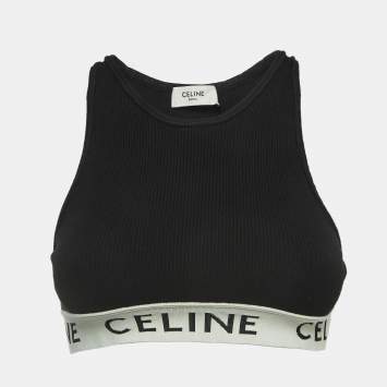 Pre Owned Celine Black knit Logo Tape Detailed Vest XS
