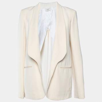 Pre Owned Celine Cream Silk Crepe Open Front Blazer S 
