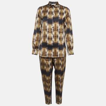 Pre Owned Celine Multicolor Printed Silk Blend Pant Suit S/M